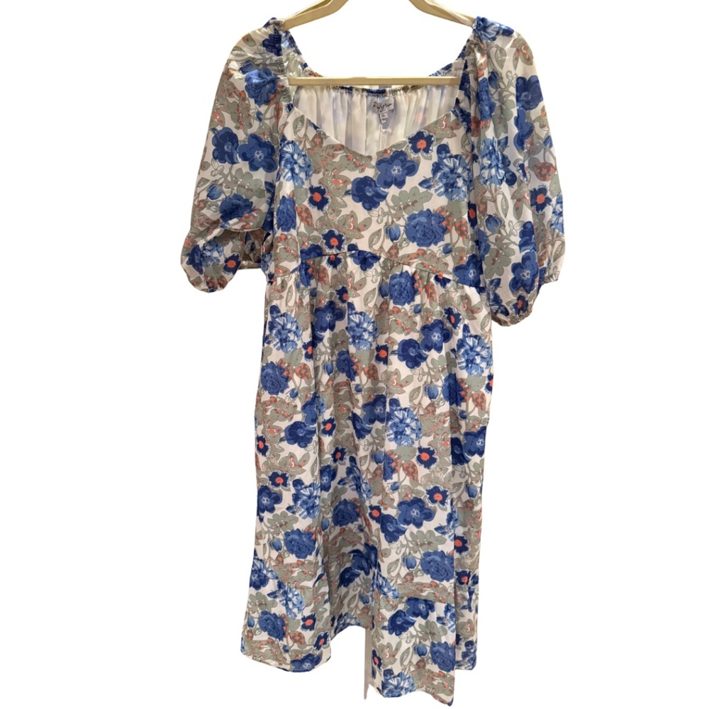 NWT Polagram- blue and green floral midi dress